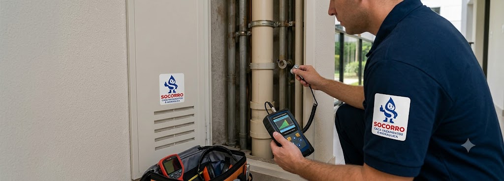 Profissional realizando Caça Vazamento de Água (Detecção Eletrônica) em Ilhota