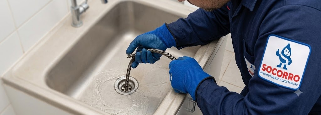 Profissional realizando Desentupimento de Esgoto, Pias, Ralos e Vasos Sanitários em Ilhota